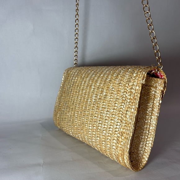 Straw Clutch with Red Floral Embroidery - Picture 8 of 8